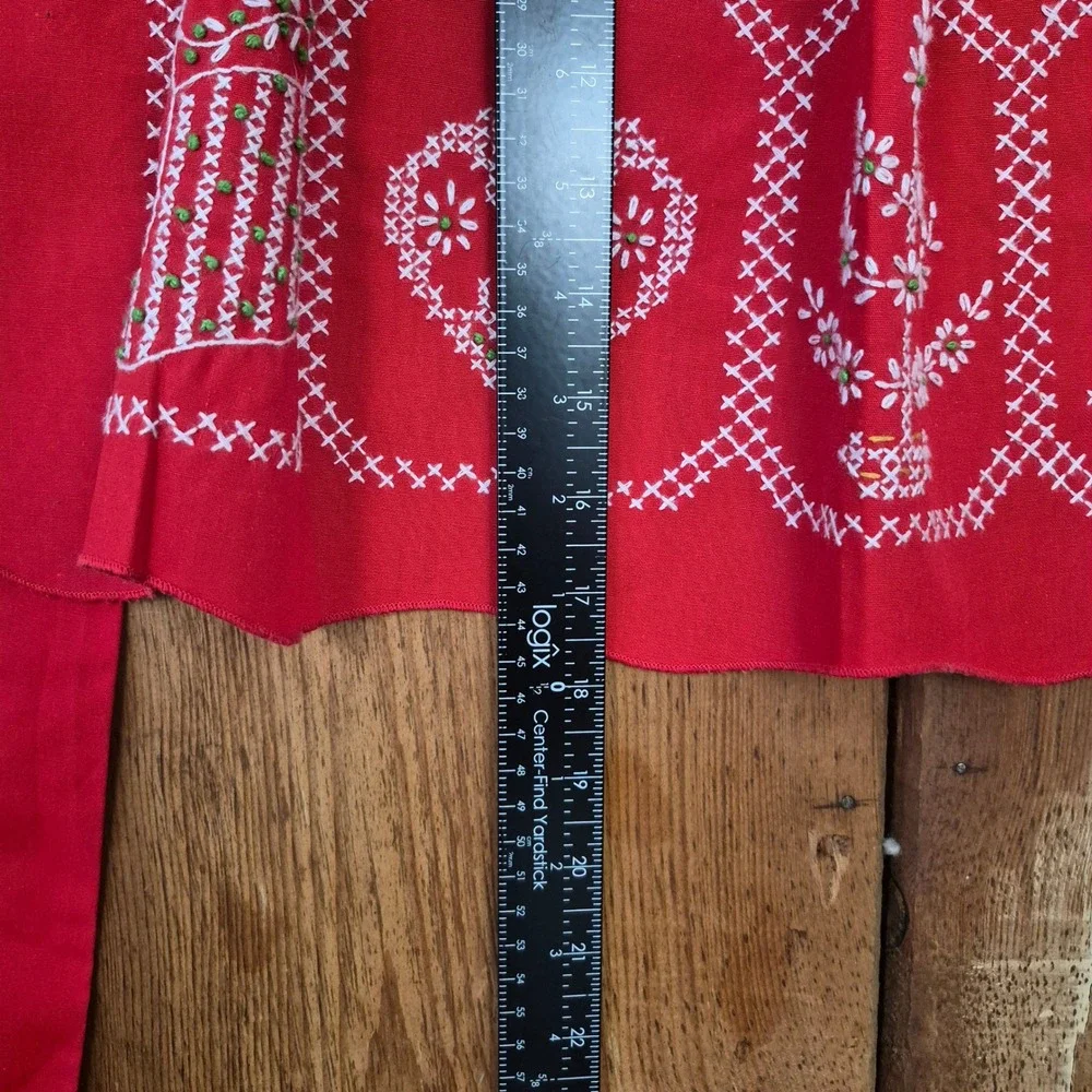 Vintage Christmas Red Cross Stitch Apron and Table Runner Set
